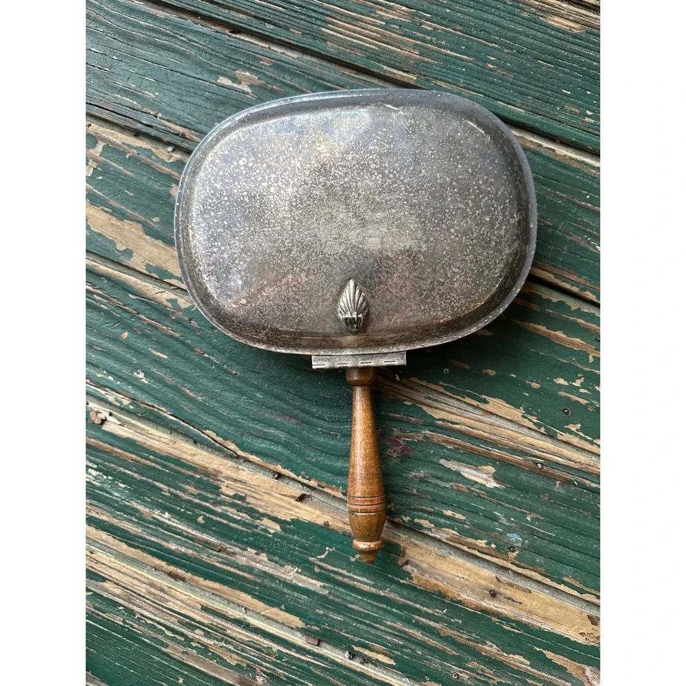Vintage Hutzler's Silver Plated Silent Butler Crumb Catcher Wood Handle 1119